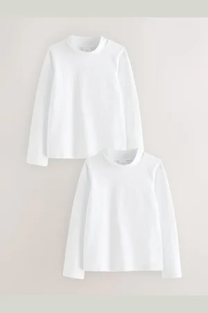 Next 2 Pack Long Sleeve Cotton Stretch High Neck Tops (3-14yrs)9 år (134cm)