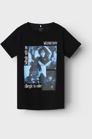 NAME IT Black Wednesday Addams logo T Shirt146152cm