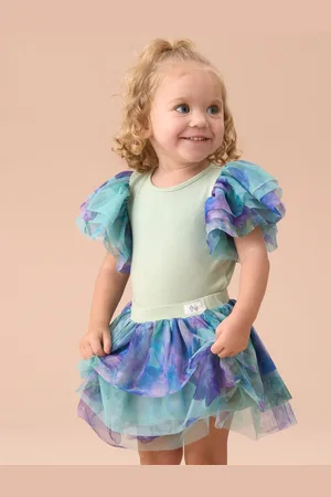 Angel & Rocket Lois Mint Blomster Tutu Og Frill Sleeve Sparkedragt Sæt1.5 - 2 år (86 - 92cm)