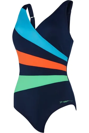 Zoggs Blue Wrap Panel Classic Back Elegance Swimsuit40