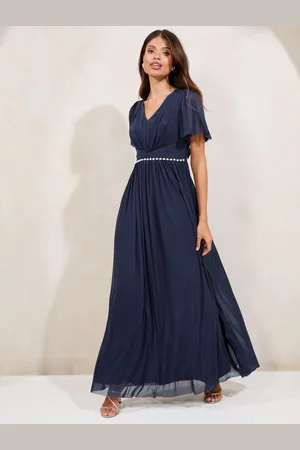 Lipsy London Kortærmet Pearl Trim Mesh Maxi Brudepige Kjole42