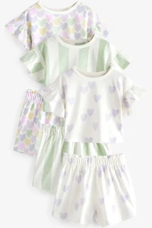 Next 100% Cotton Pastel Stripe Shorts Pyjamas Set 3 Pack (9mths-12yrs)140146cm