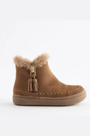 Next Faux Fur Lined Tassel Ankle Boots