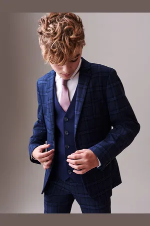 Next Navy Blå Check Suit Jakke (12mdr.-16år)12 år (152cm)