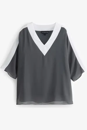 Live Unlimited London V-Neck Colourblock Overlay Top46