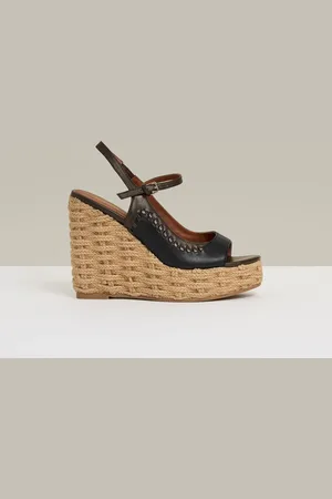 Reiss Camila Leather Whipstitch Wedges Sandalseu41