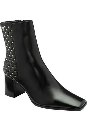 Ravel Leather Block-Heel Ankle Boots
