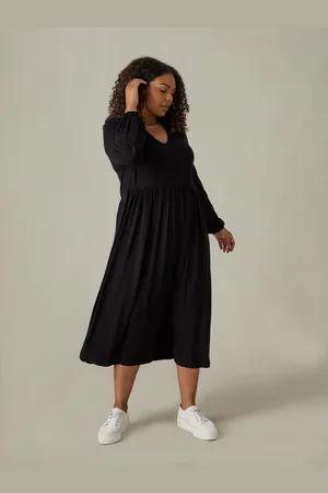 Live Unlimited London Curve Jersey Nehru Collar Midi Black Dress46