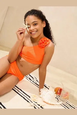 Lipsy London One Shoulder Textured Corsage Swimsuit (5-16yrs)158164cm