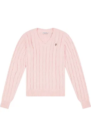 U.S. Polo Assn. U. S. Polo Assn. Womens V-Neck Cable Knit 100% Cotton JumperS