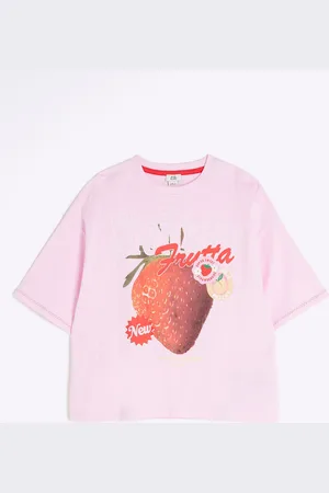 River Island Girls Strawberry 100% Cotton T-Shirt110116cm