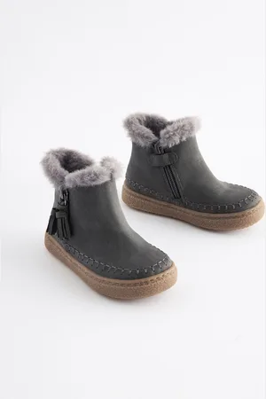 Next Faux Fur Lined Tassel Ankle Boots