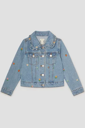 Monsoon Floral Print Embroidered 100% Cotton Denim Jacket3 - 4 år (98 - 104cm)