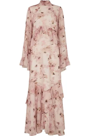 DASKA Amy Maxi Dress With Long Sleeves And Ruffle Detail On Waistmedium