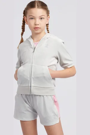 Juicy Couture Girls Diamante Zip Thru Short-Sleeve Hoodie140146cm