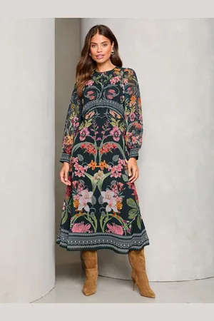 Lipsy London Printed Langærmet Woven Underbust Midi Kjole36