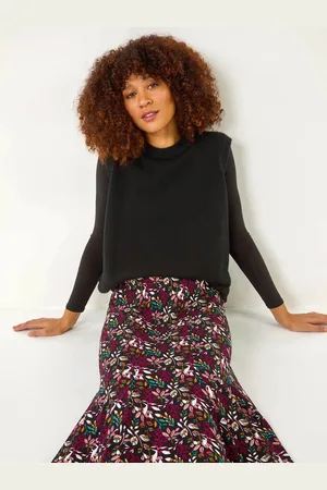 Roman Leaf Print Panel Skirt46