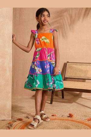 Love & Roses Rainbow Block Midi Holiday Dress (5-16yrs)14 år (164cm)