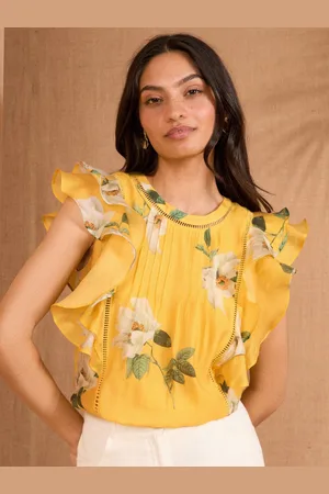 Love & Roses Short Sleeve Ruffle Pintuck Blouse50