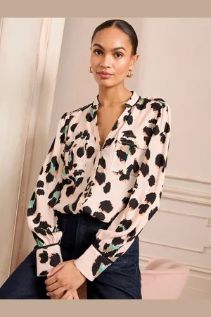 Love & Roses Print Utility Notch Neck Long Sleeve Shirts42