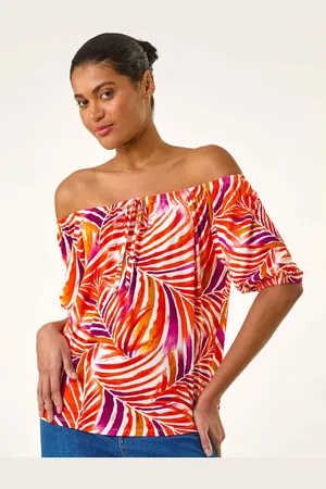 Roman Floral Print Bardot Stretch Top44