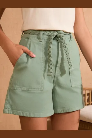 Love & Roses Plait Belted Denim Shorts50