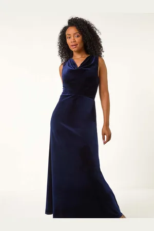 Roman Petite Cowl Neck Velvet Maxi Dress38