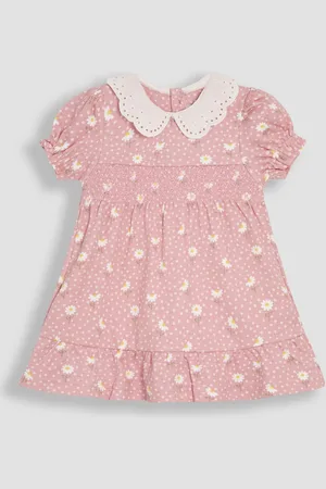 JoJo Maman Bébé Floral Print Broderie Collar Smocked Dress5662cm