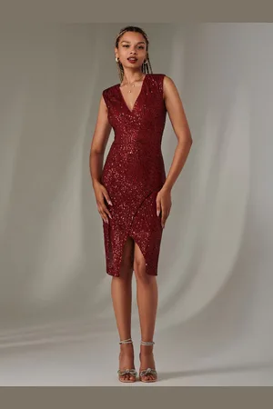 Jolie Moi Demi Sequin Wrap Slit Bodycon Dress40