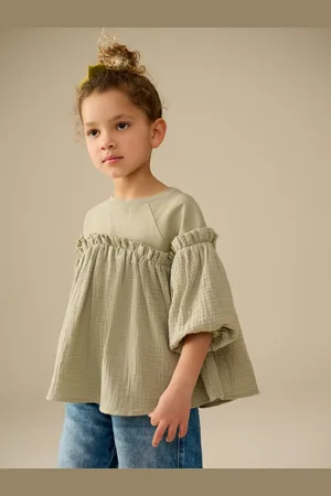 Next 100% Cotton Puff Sleeve Peplum T-Shirt (3-16yrs)98104cm