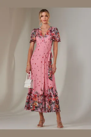 Jolie Moi Mirror Print Mesh Wrap Maxi Dress38