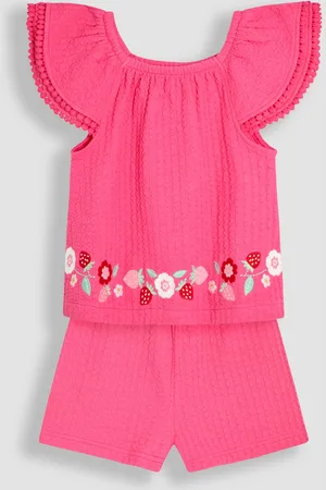 JoJo Maman Bébé Embroidered Frill Sleeve T-Shirt & Shorts Set 2 Piece122128cm