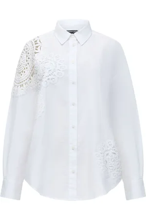 French Connection Lina Crochet Mix 100% Cotton Shirtxsmall