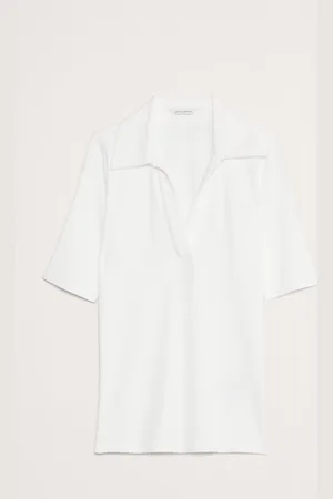 Banana Republic Ribbed Elbow-Sleeve Polo ShirtMiddel