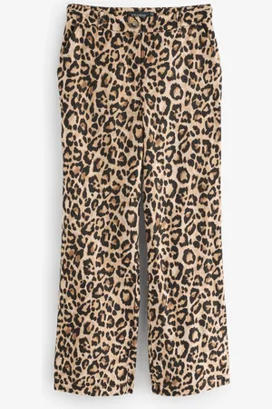 Sosandar Petite Leopard Print Linen Blend Wide Leg Trousers42