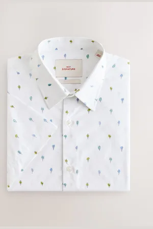 Next Regular Fit 100% Cotton Short Sleeve Formal ShirtXS