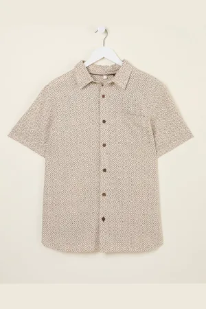 Fat Face FatFace Short Sleeve Diamond Tile Print Shirtmedium