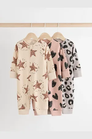 Next Two Way Zip Baby Footless 100% Cotton Sleepsuits 3 Pack (0mths-3yrs)Op til 3 måneder (62cm)