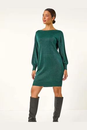 Roman Shimmer Slash Neck Trøje Kjole48