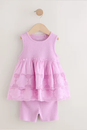 Next Broderie Vest and Cycle Shorts Set (3mths-7yrs)8692cm