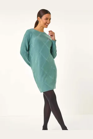 Roman Pearl Detail Textured Jumper Dress44