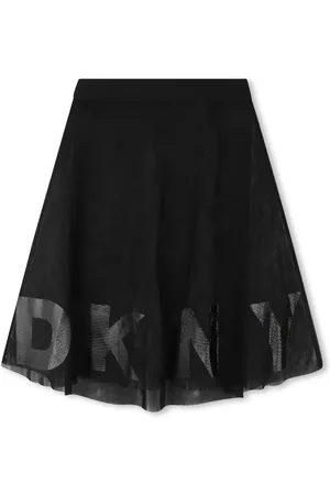 DKNY Two Layer Mesh Logo Mid Length Black Midi Skirt14 år (164cm)