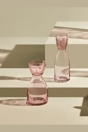 NUDE Mr. and Mrs. Short Night Water Jug and Glass Seten