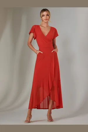 Jolie Moi Plain Wrap Mesh Maxi Dress46