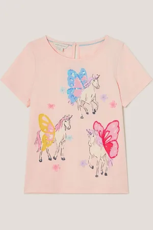 Monsoon 100% Cotton Sequin Flying Unicorn T-Shirt122128cm