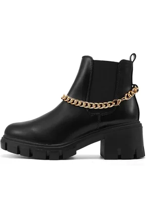 Novo Dionysus Chain Detail Chunky Mid Heel Chelsea Boots