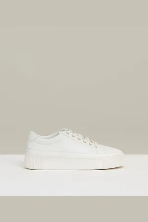 Reiss Leanne Grained Leather Platform Trainers