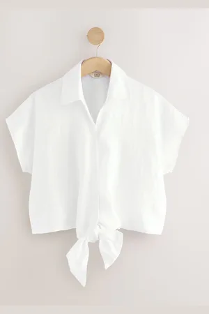 Next 100% Linen Tie Front Short Sleeve Shirt