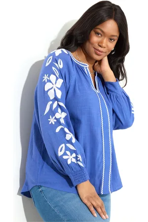 Live Unlimited London Curve Broderet afslappet bluse48