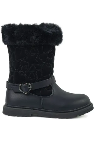 Toezone Lumi Faux Fur Zip Heart Buckle Boots